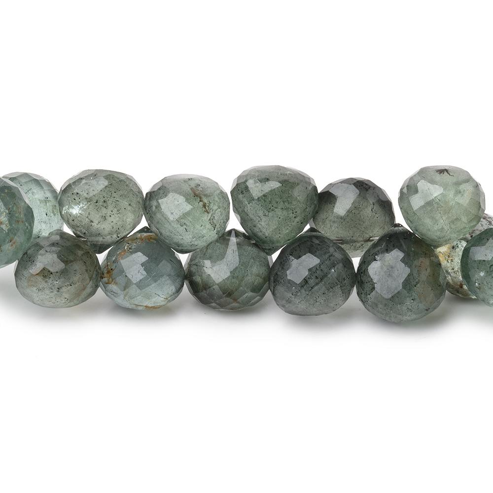 Moss Aquamarine Faceted Candy Kiss Beads, 8x9mm, 8-Inch Strand