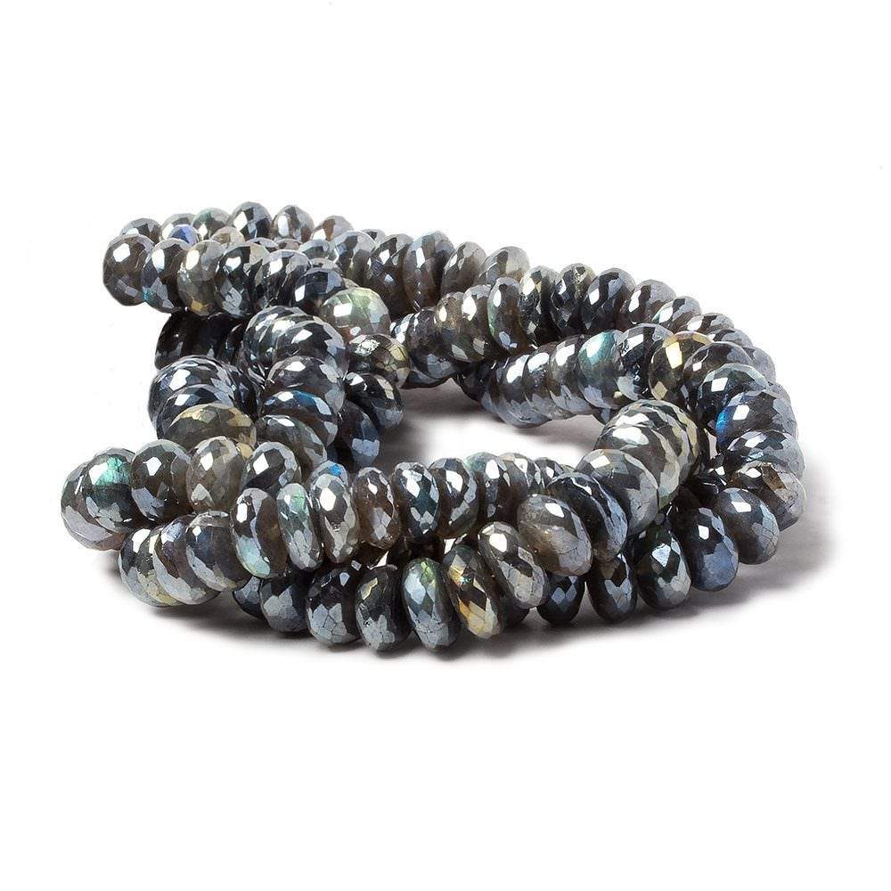 9–10.5mm Mystic Labradorite Faceted Rondelle Beads, 14-Inch Strand