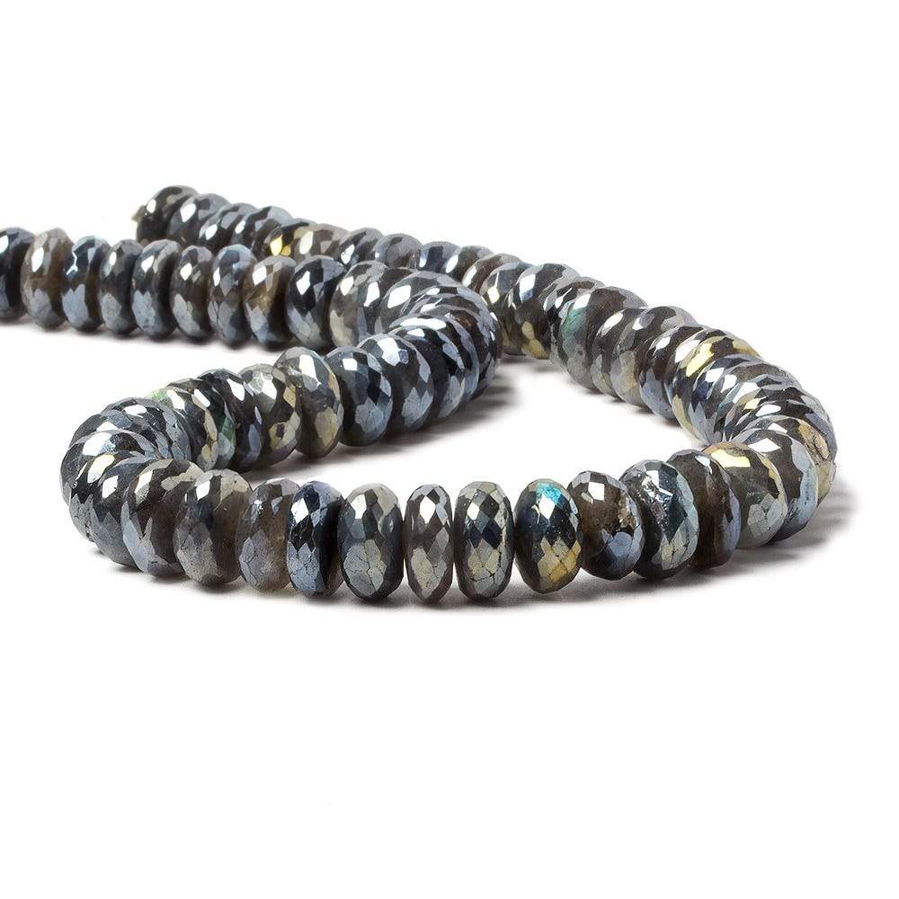 9–10.5mm Mystic Labradorite Faceted Rondelle Beads, 14-Inch Strand