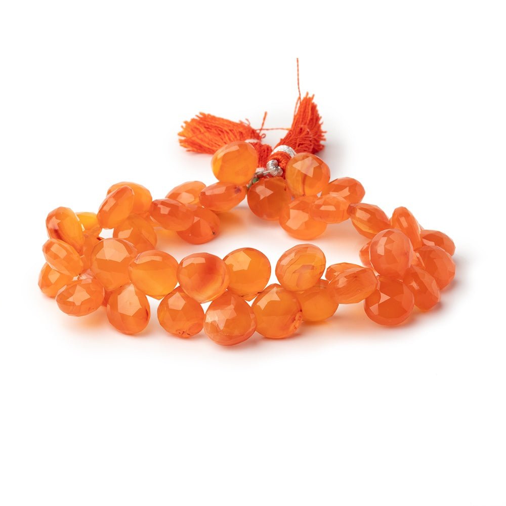Carnelian Faceted Heart Beads, 9–10mm, 8-Inch Strand