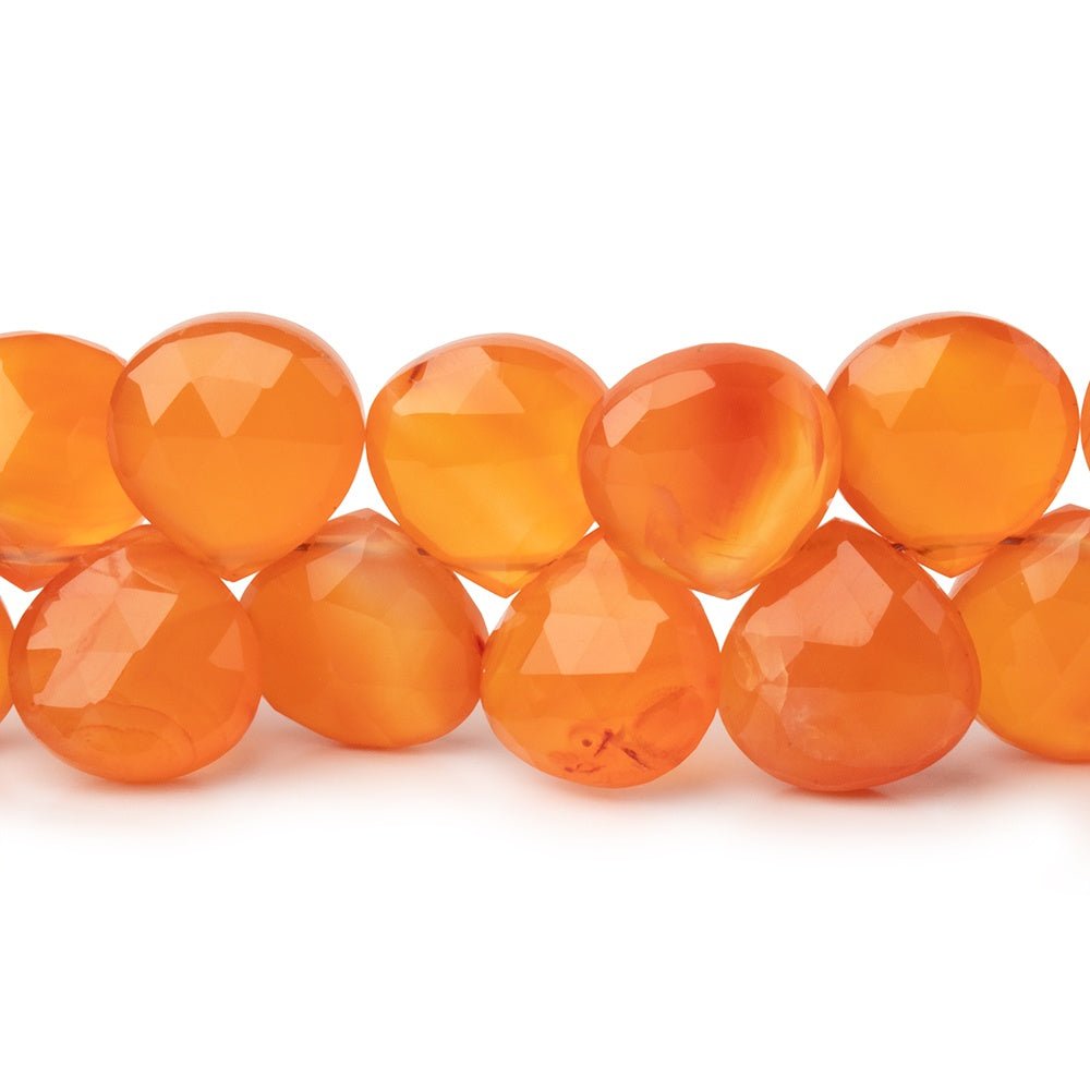 Carnelian Faceted Heart Beads, 9–10mm, 8-Inch Strand