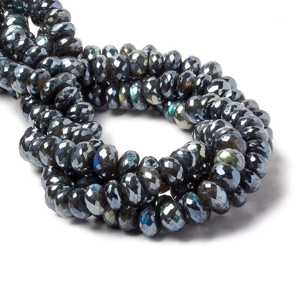 9–10mm Mystic Labradorite Faceted Rondelle Beads, 14-Inch Strand