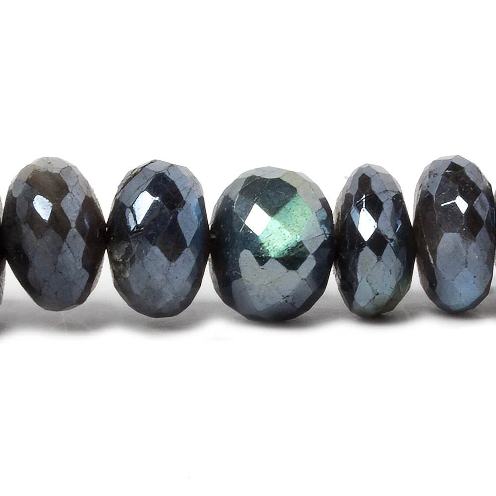 9–10mm Mystic Labradorite Faceted Rondelle Beads, 14-Inch Strand