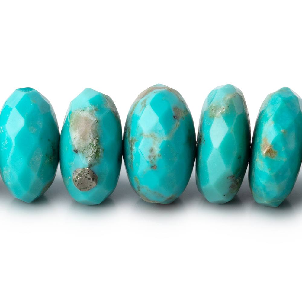 Sleeping Beauty Turquoise Faceted Rondelle Beads, 9–16mm, 20-Inch Strand