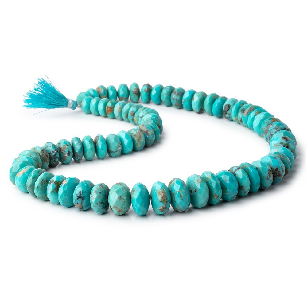 Sleeping Beauty Turquoise Faceted Rondelle Beads, 9–16mm, 20-Inch Strand