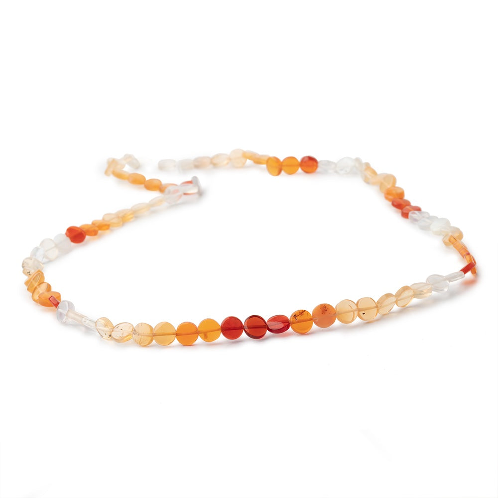 5mm Fire Opal Smooth Coin Beads, 16-Inch Strand
