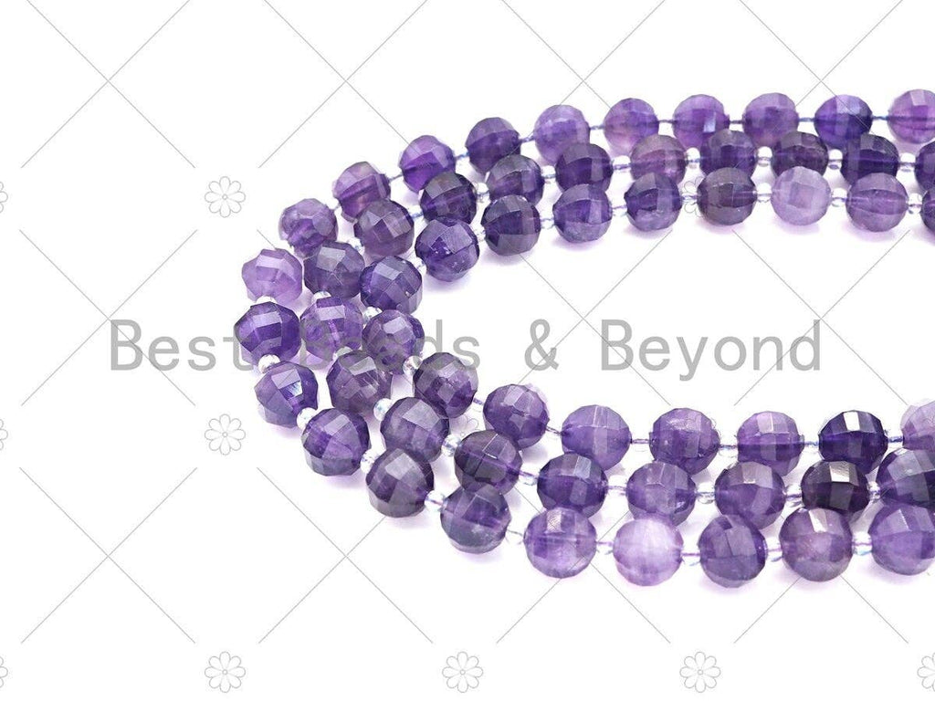 10mm Amethyst Lantern-Cut Round Beads, 15–16-Inch Strand