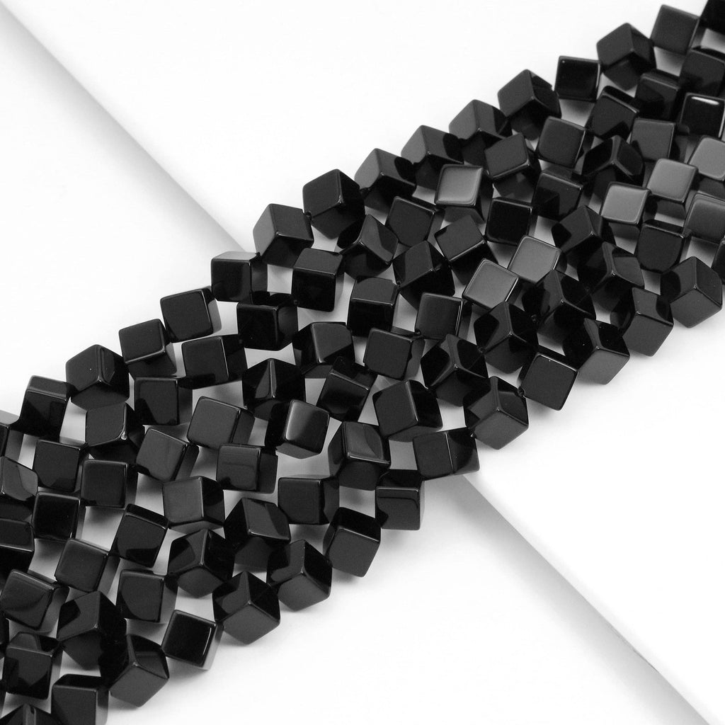 Black Onyx Smooth Diamond-Shaped Beads, 6mm or 8mm, 15–16-Inch Strand