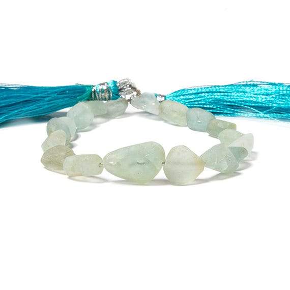 Frosted Aquamarine & Yellow Beryl Nugget Beads, 9x6–15x9mm, 8-Inch Strand