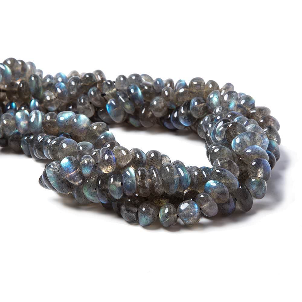 9x6–16x6mm Labradorite Smooth Nugget Beads, 16-Inch Strand