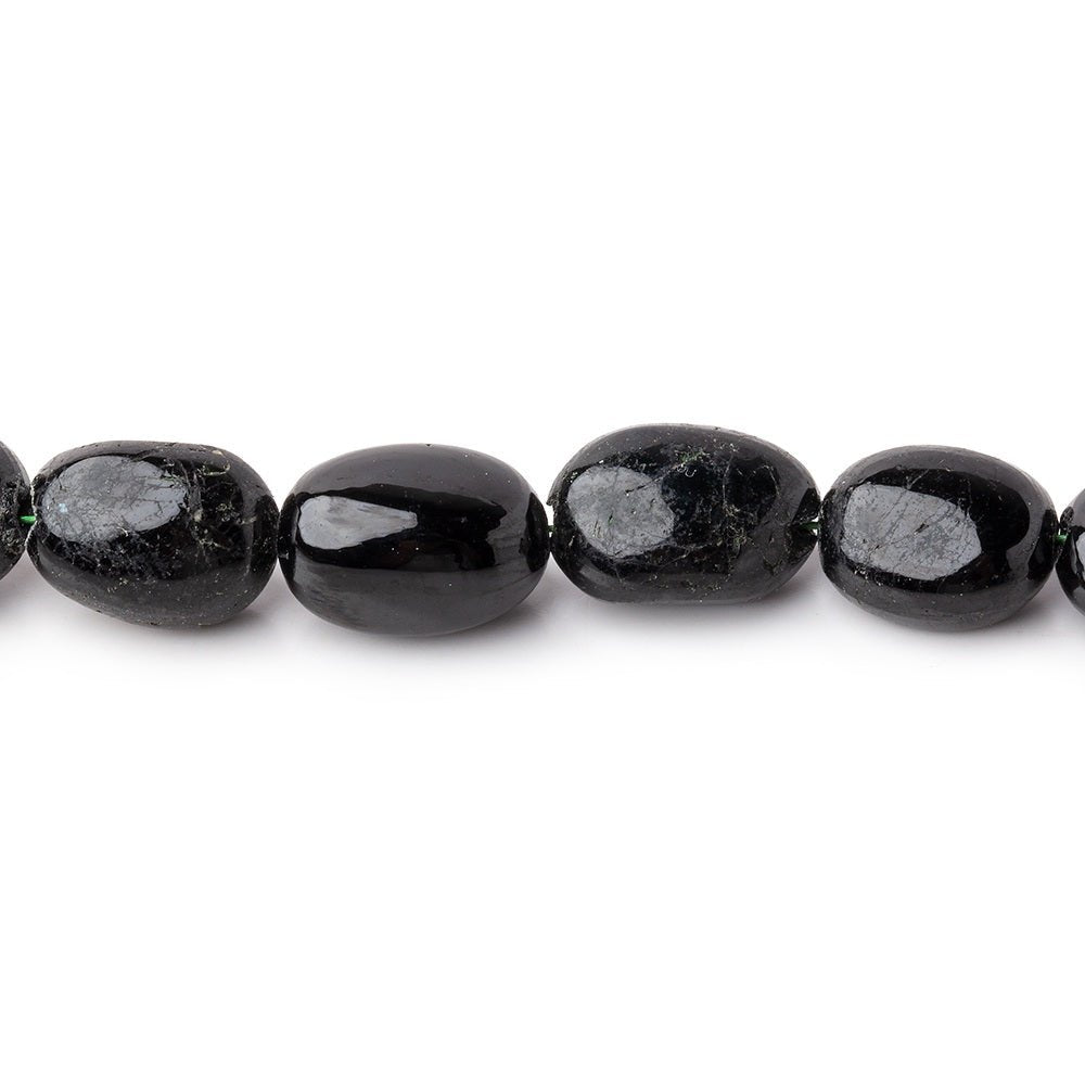 Black & Green Tourmaline Smooth Nugget Beads, 15.5-Inch Strand