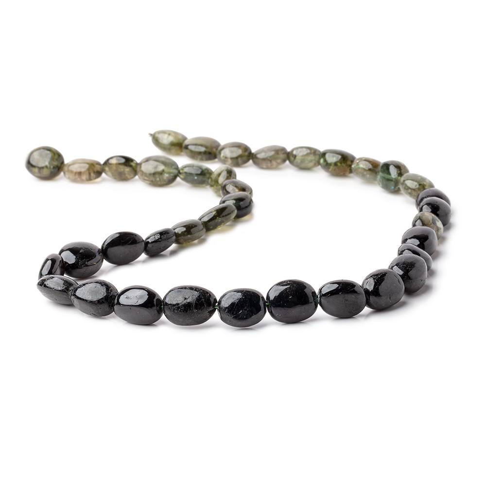 Black & Green Tourmaline Smooth Nugget Beads, 15.5-Inch Strand