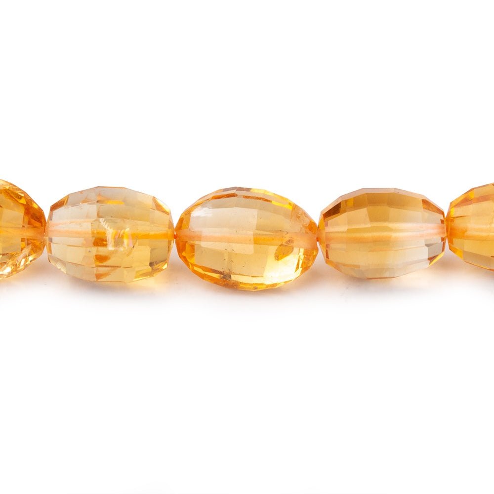 9–13mm Citrine Checkerboard-Faceted Oval Beads, 8-Inch Strand