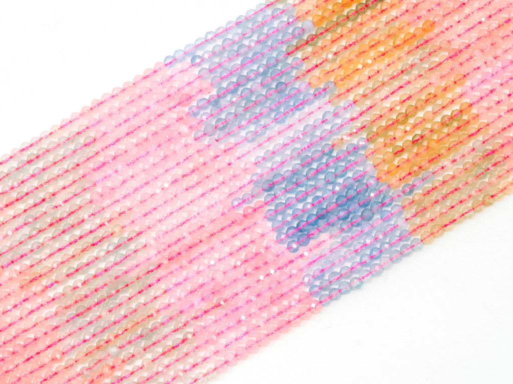 Natural Morganite Faceted Round Beads - 4mm Gemstone Beads 15.5" Strand
