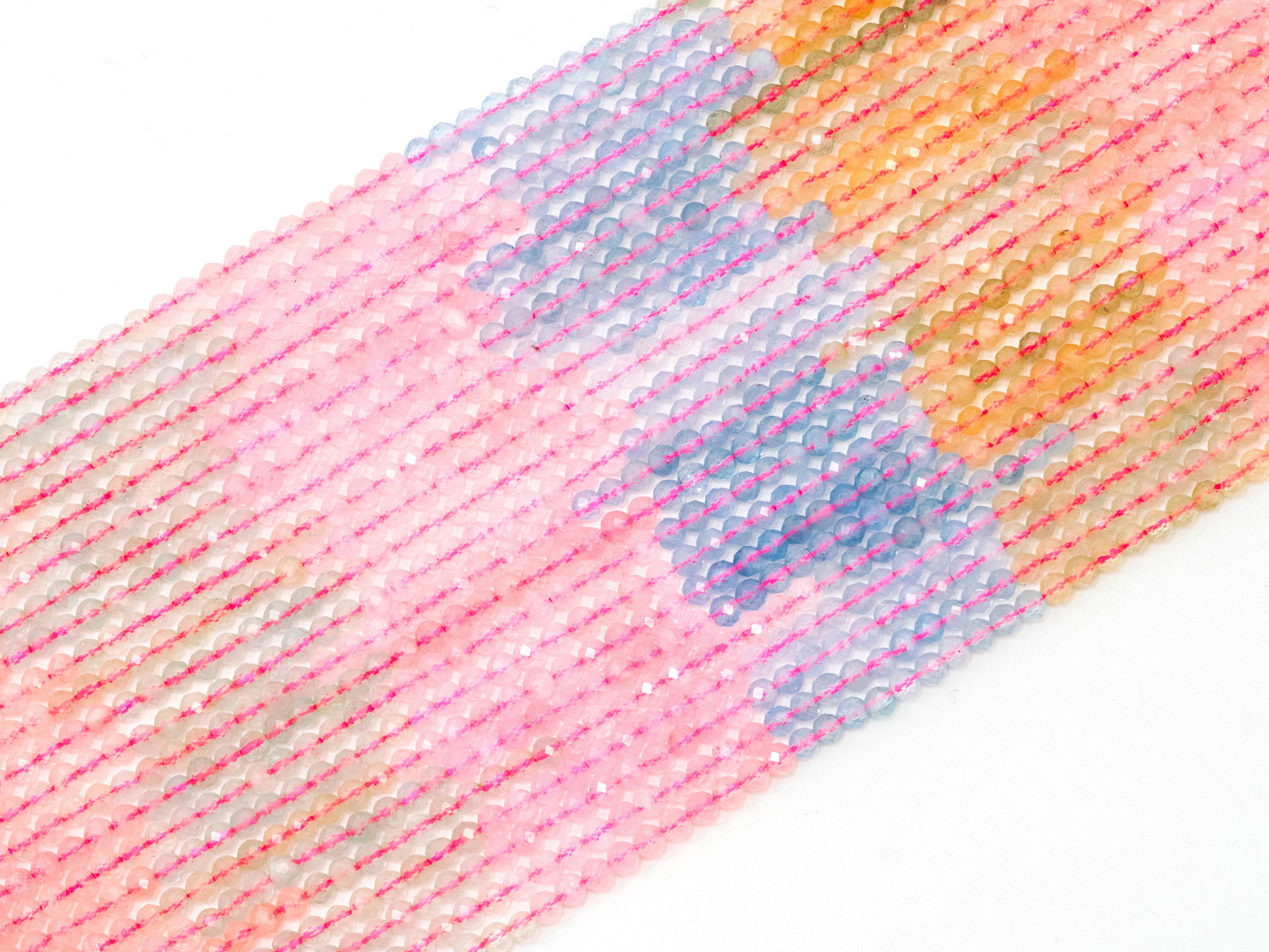 Natural Morganite Faceted Round Beads - 4mm Gemstone Beads 15.5" Strand