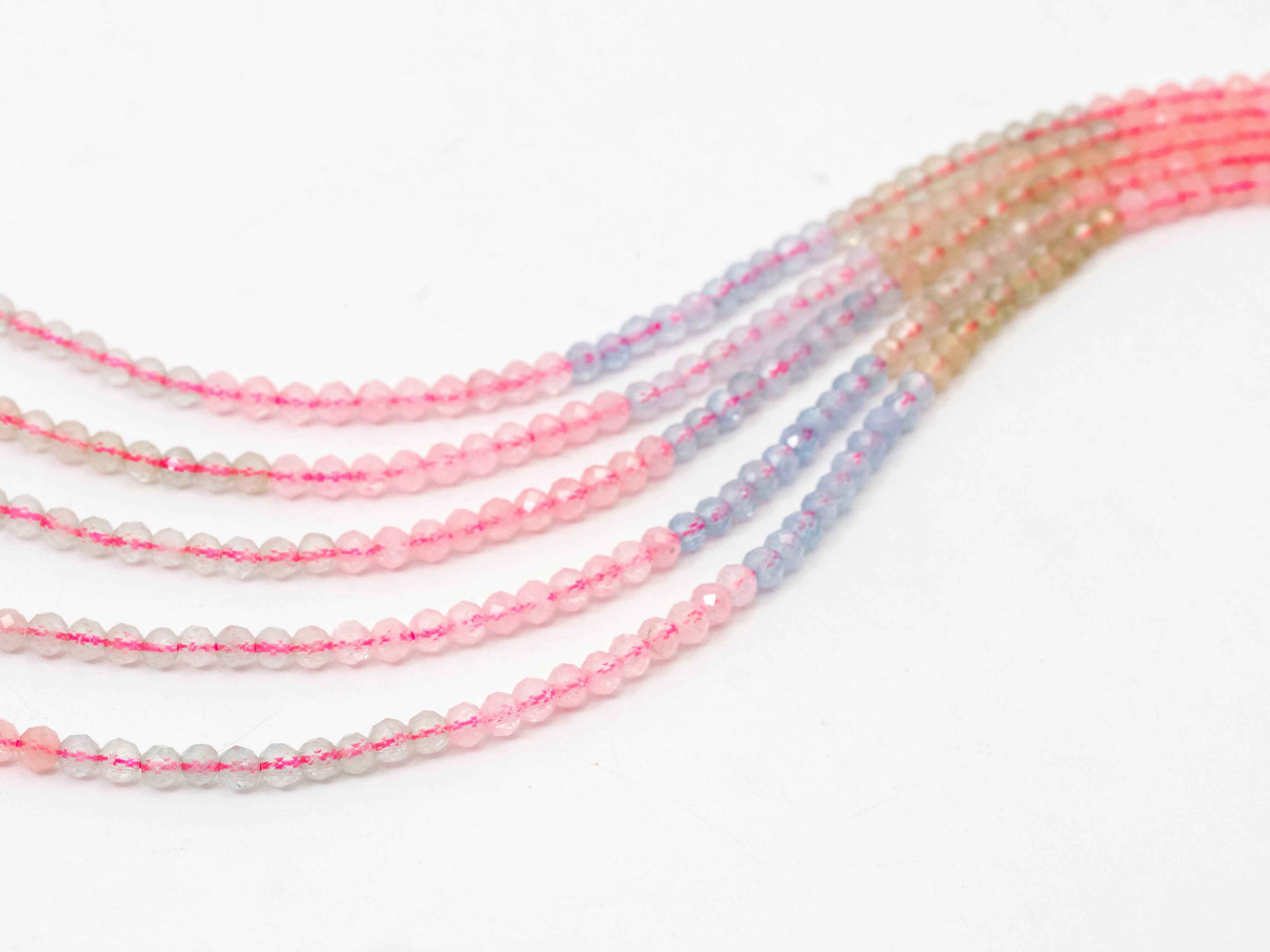 Natural Morganite Faceted Round Beads - 4mm Gemstone Beads 15.5" Strand
