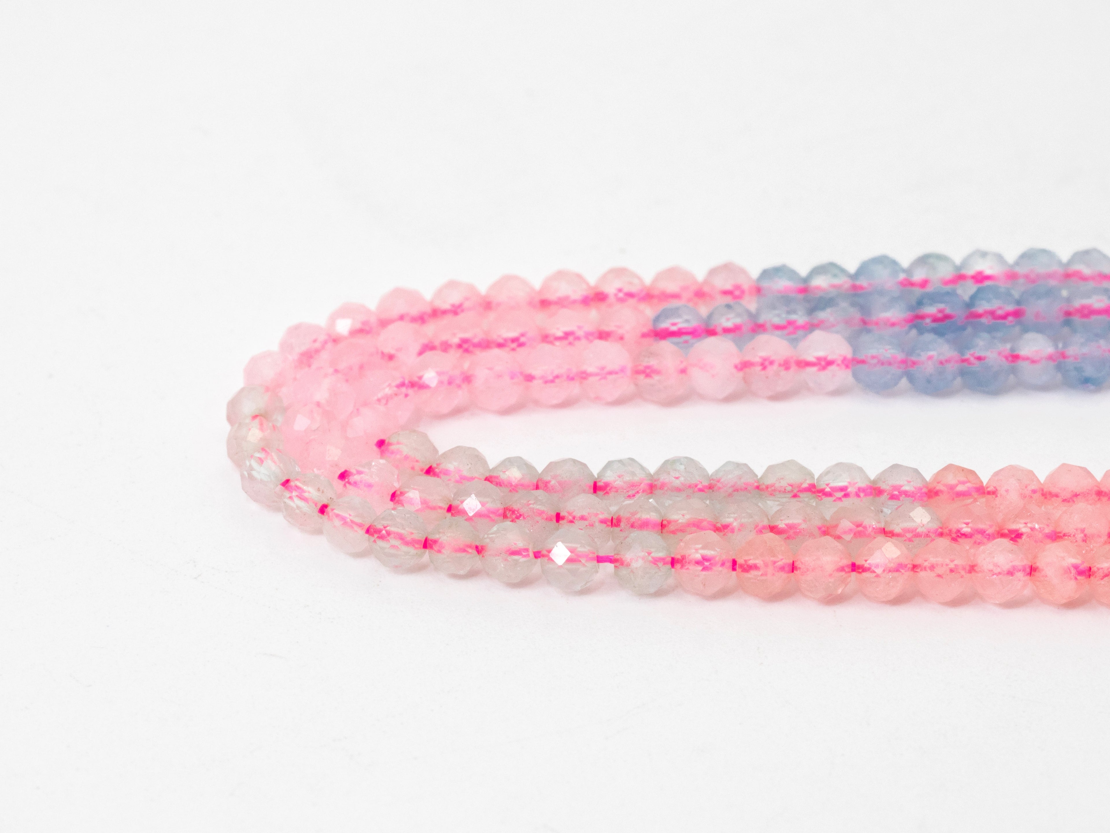 Natural Morganite Faceted Round Beads - 4mm Gemstone Beads 15.5" Strand