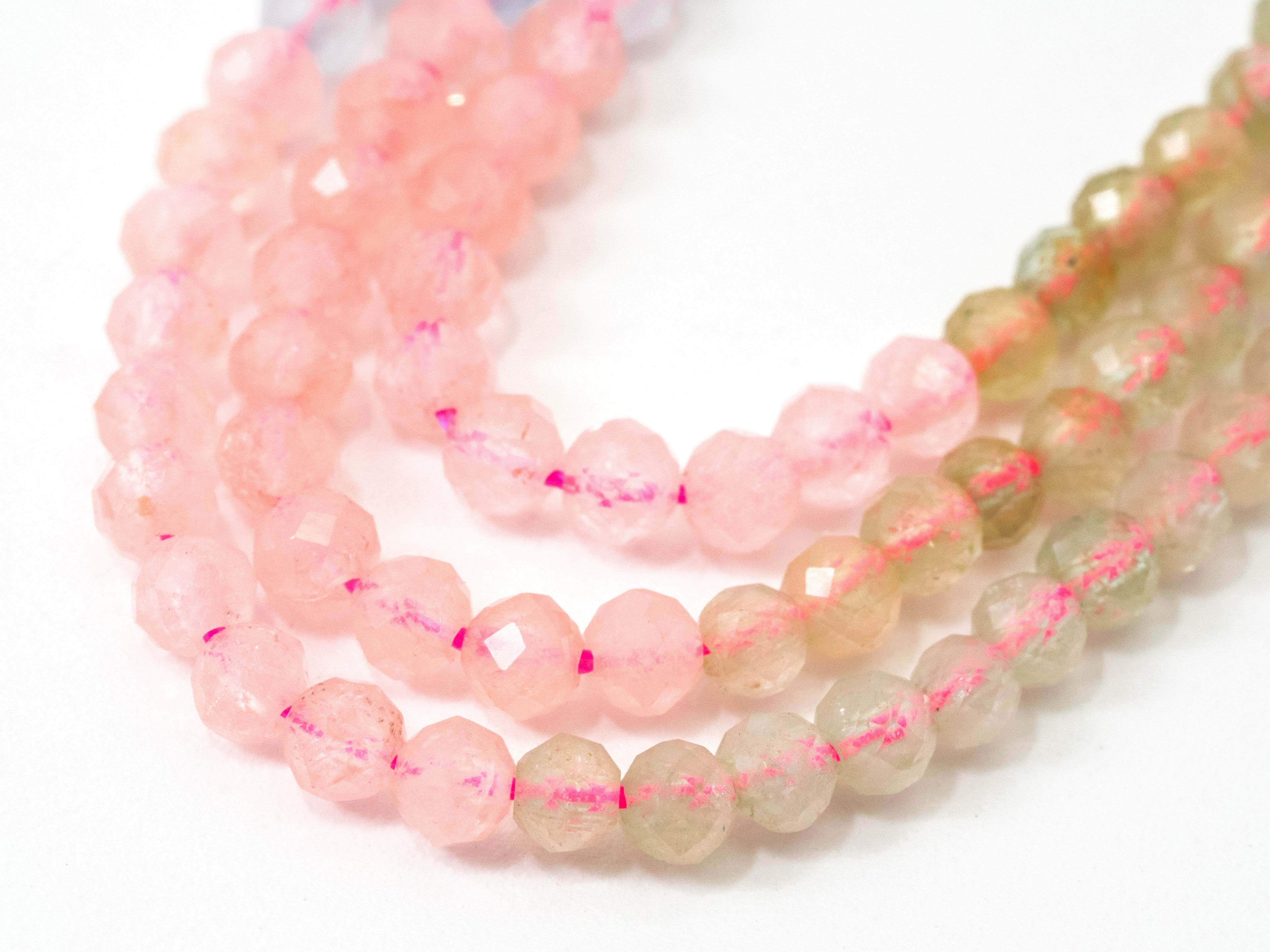 Natural Morganite Faceted Round Beads - 4mm Gemstone Beads 15.5" Strand
