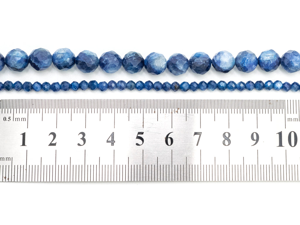 Natural Kyanite Faceted Round Beads - Gemstone Beads 15.5" Strand