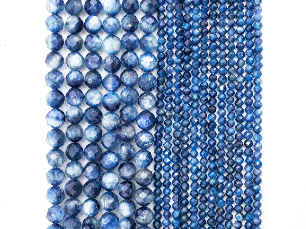 Natural Kyanite Faceted Round Beads - Gemstone Beads 15.5" Strand