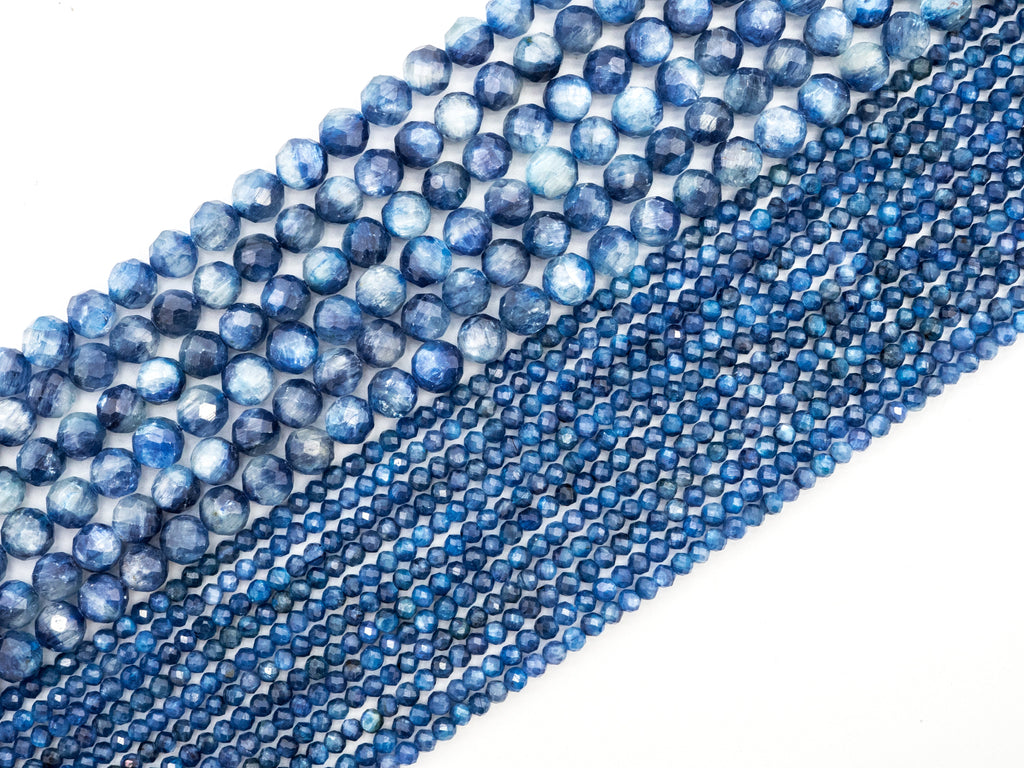Natural Kyanite Faceted Round Beads - Gemstone Beads 15.5" Strand
