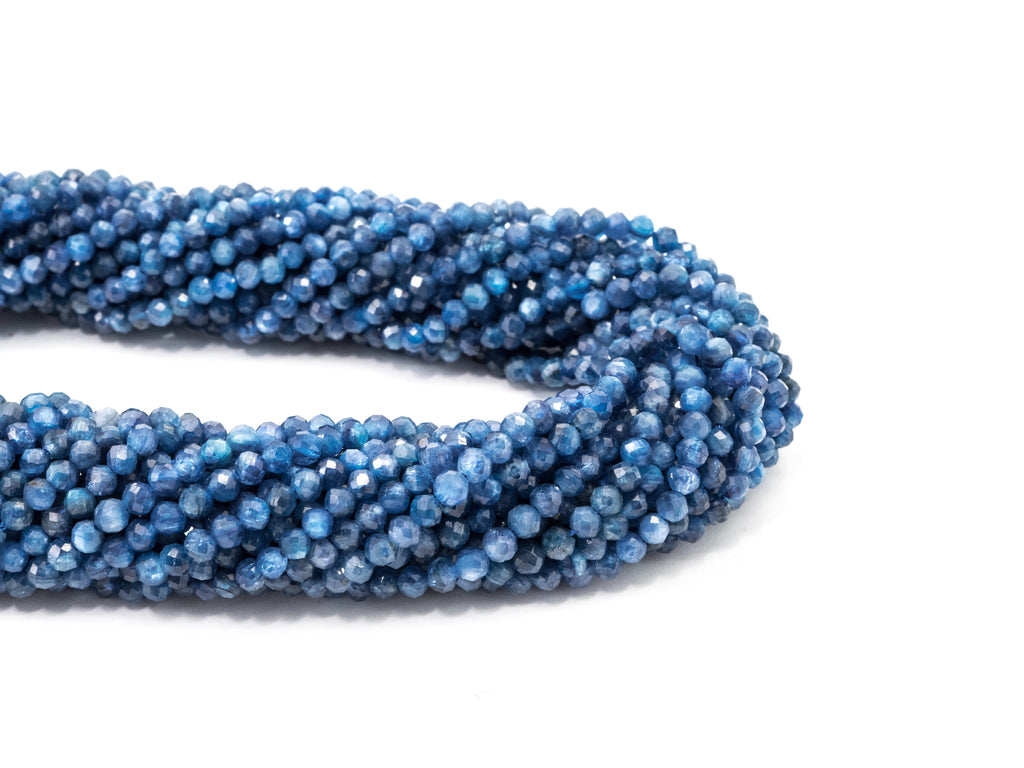 Natural Kyanite Faceted Round Beads - Gemstone Beads 15.5" Strand