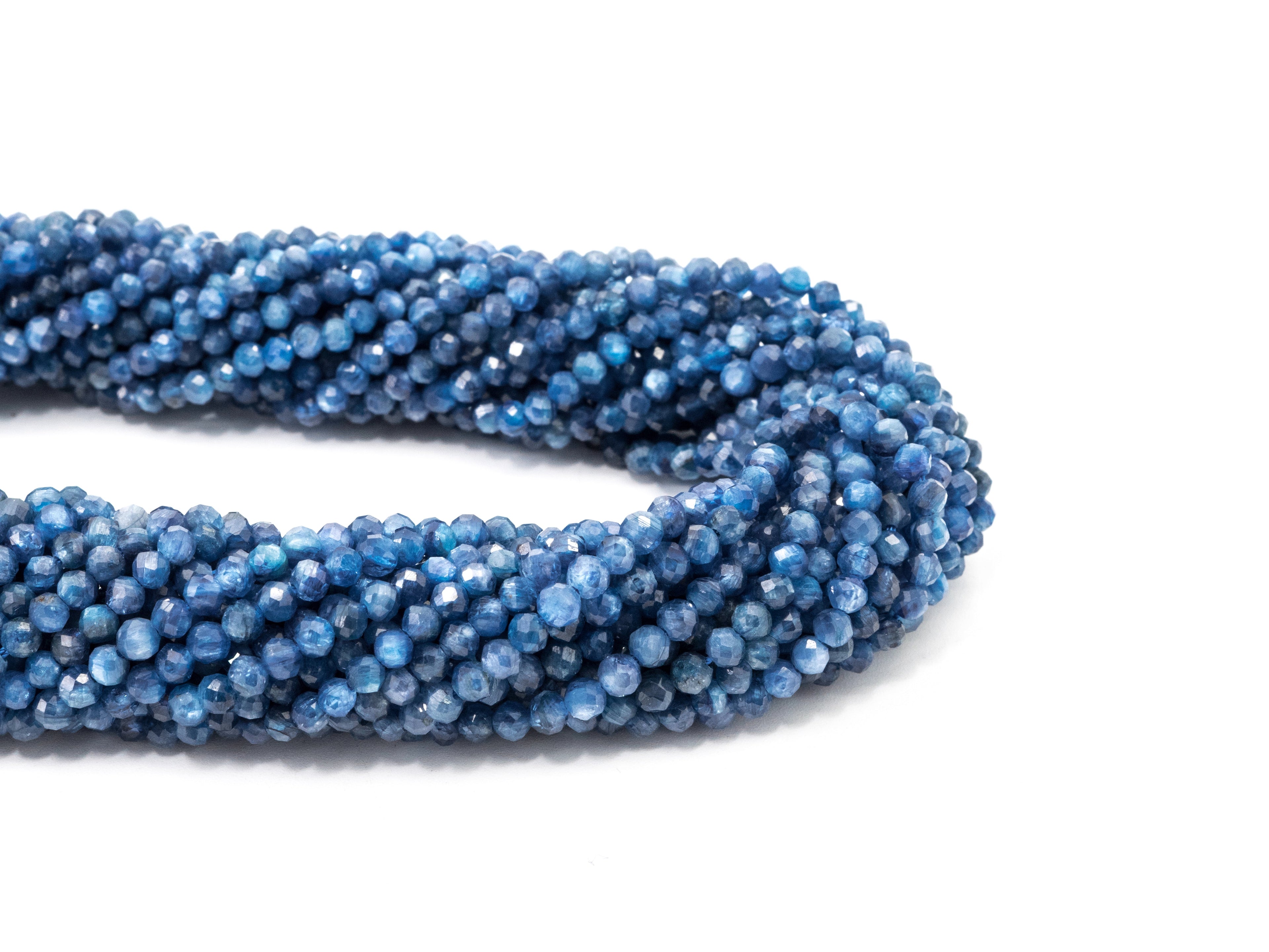 Natural Kyanite Faceted Round Beads - Gemstone Beads 15.5" Strand