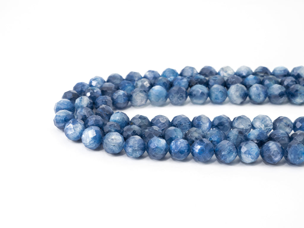 Natural Kyanite Faceted Round Beads - Gemstone Beads 15.5" Strand