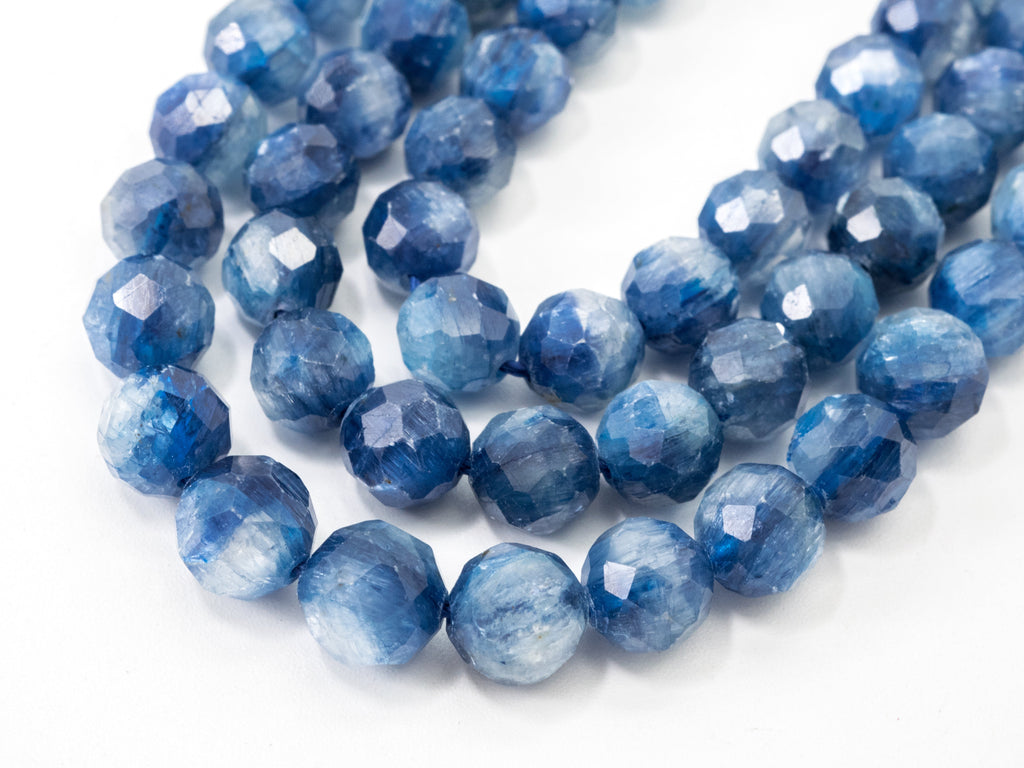 Natural Kyanite Faceted Round Beads - Gemstone Beads 15.5" Strand