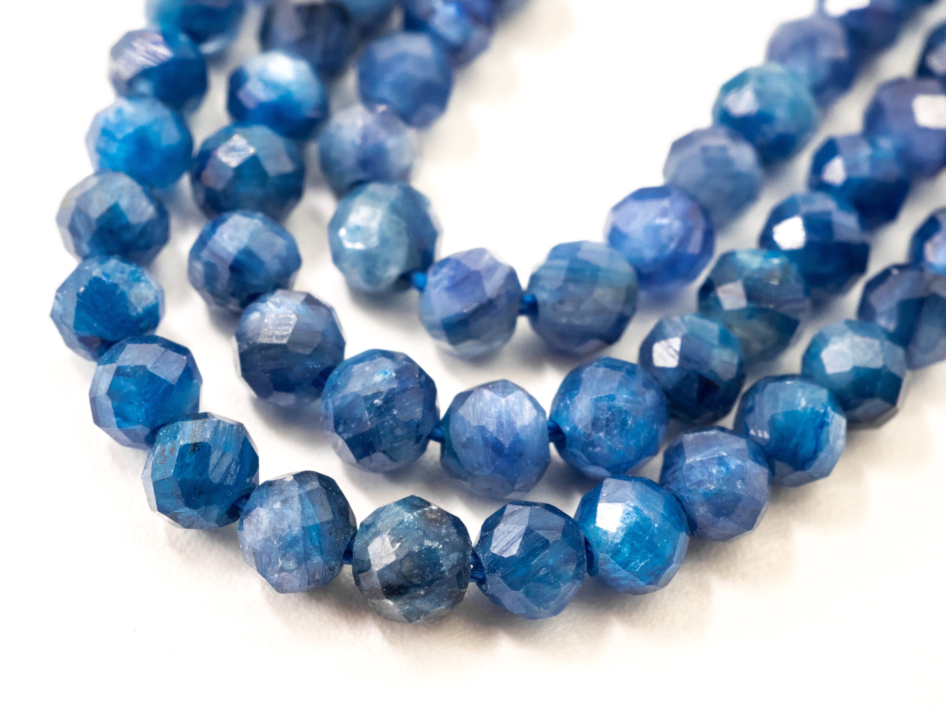 Natural Kyanite Faceted Round Beads - Gemstone Beads 15.5" Strand