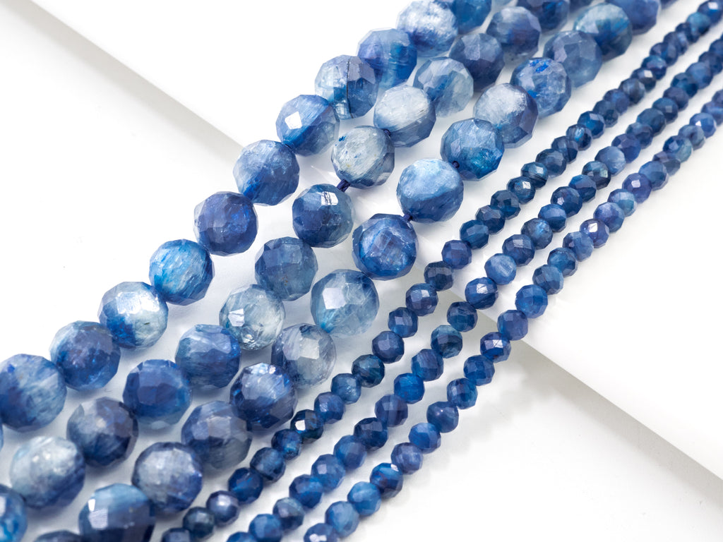Natural Kyanite Faceted Round Beads - Gemstone Beads 15.5" Strand