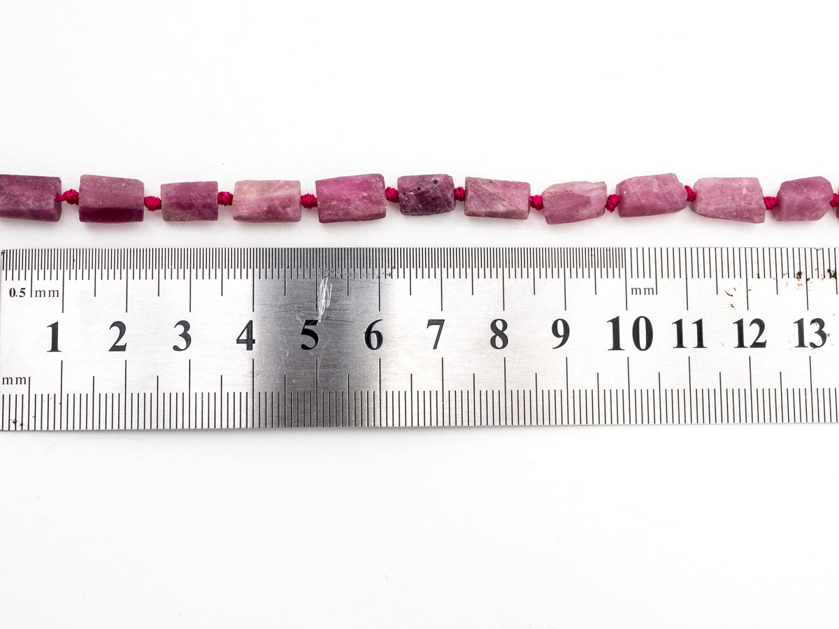 Ruby Smooth Tube Bead Strand – 8–11mm, 15–16 Inches