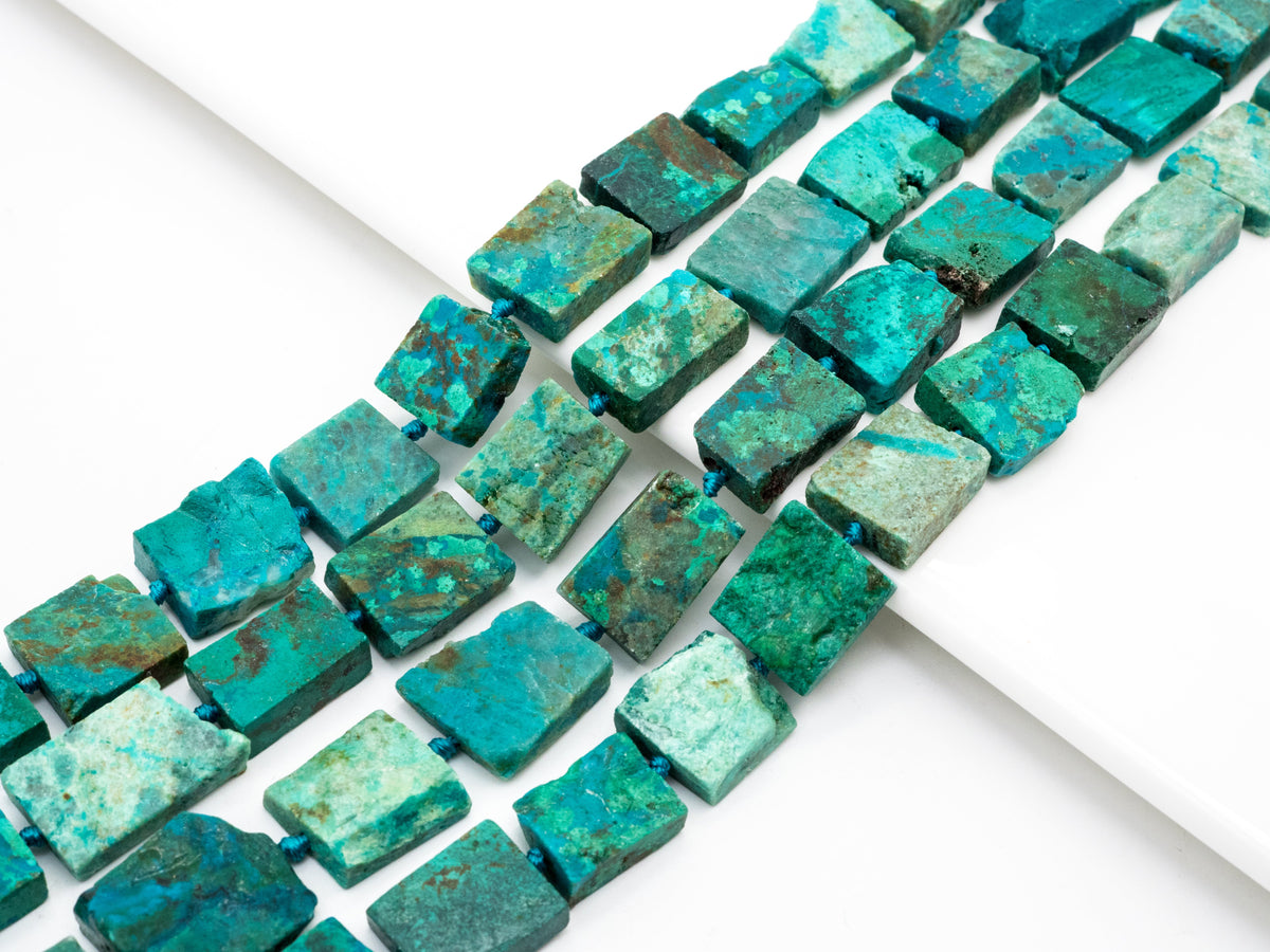 Chrysocolla Irregular Rectangle Beads, 13–18mm, 15–16-Inch Strand
