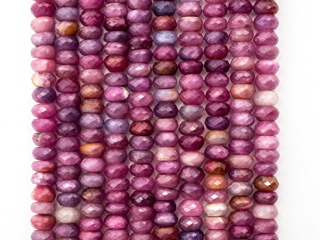 Ruby Faceted Rondelle Bead Strand – 3×5mm to 6×10mm
