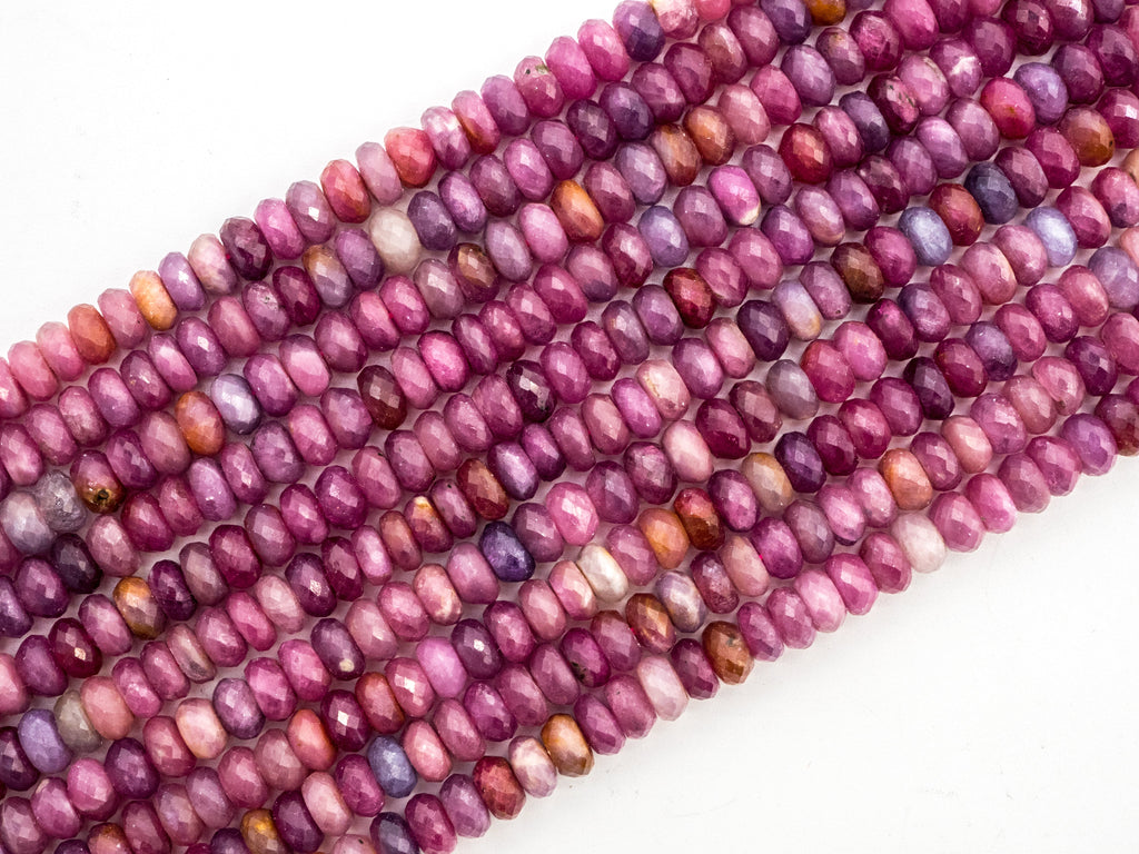 Ruby Faceted Rondelle Bead Strand – 3×5mm to 6×10mm