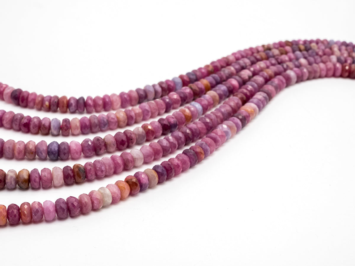 Ruby Faceted Rondelle Bead Strand – 3×5mm to 6×10mm