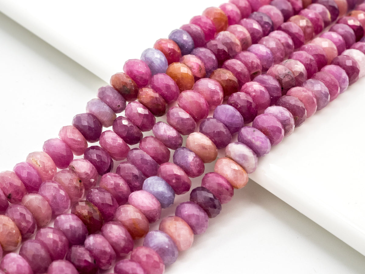 Ruby Faceted Rondelle Bead Strand – 3×5mm to 6×10mm