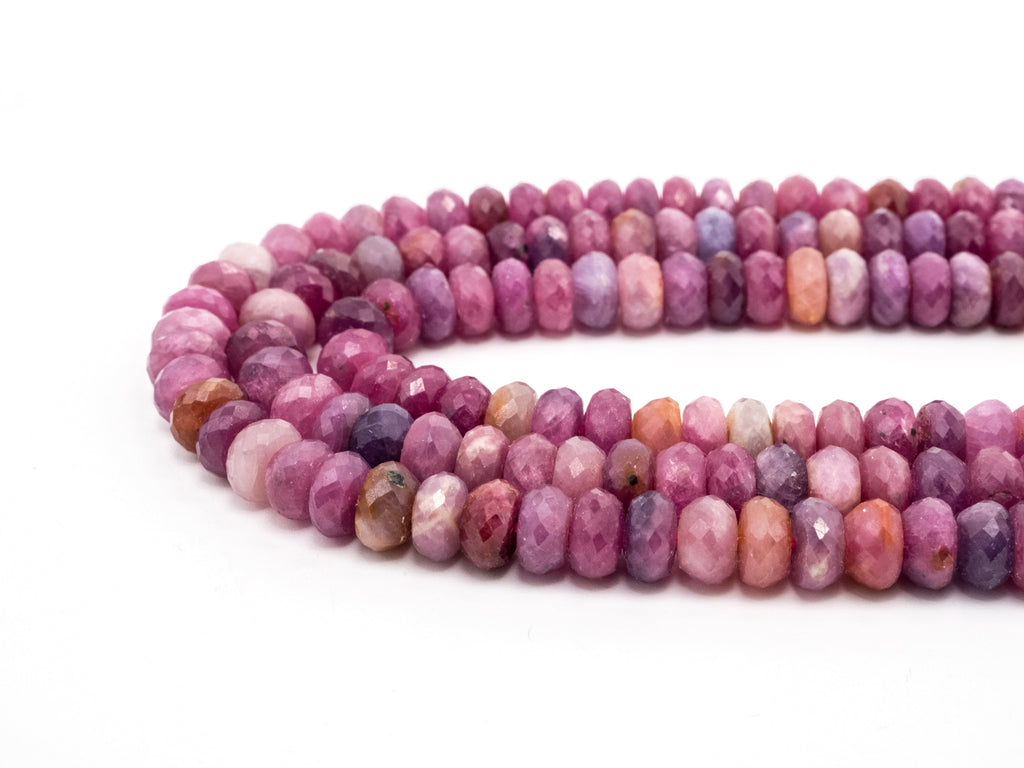 Ruby Faceted Rondelle Bead Strand – 3×5mm to 6×10mm