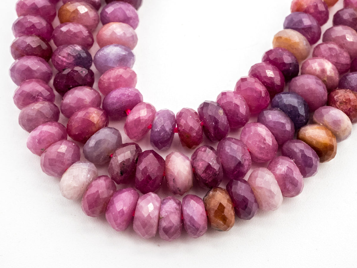 Ruby Faceted Rondelle Bead Strand – 3×5mm to 6×10mm