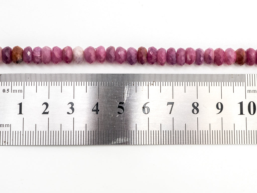 Ruby Faceted Rondelle Bead Strand – 3×5mm to 6×10mm