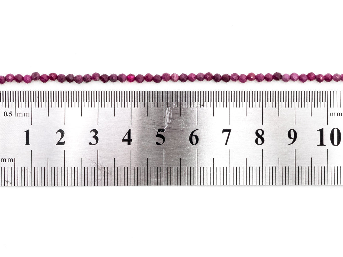 Ruby Faceted Round Bead Strand – 3mm, 15–16 Inches