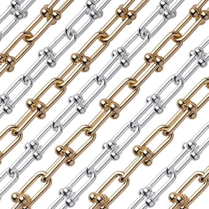 U Shaped Specialty Chain - Available in Silver & Gold - Measures 15.8mm x 7.2mm - Sold by the Foot - CH 2606