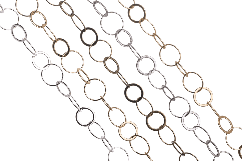 Round Cable Chain with 12mm and 18mm Links available in Multiple Colors sold by the Foot - CH 2612