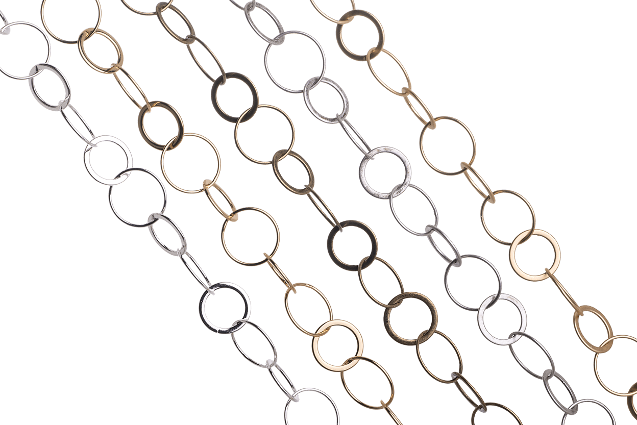 Round Cable Chain with 12mm and 18mm Links available in Multiple Colors sold by the Foot - CH 2612