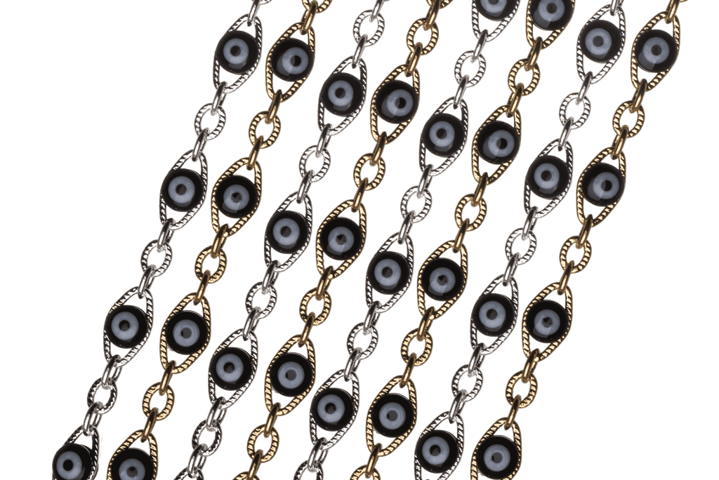 Evil Eye Specialty Chain multiple Finishes Available measures 7mm x 4.5mm sold by the Foot - CH 895
