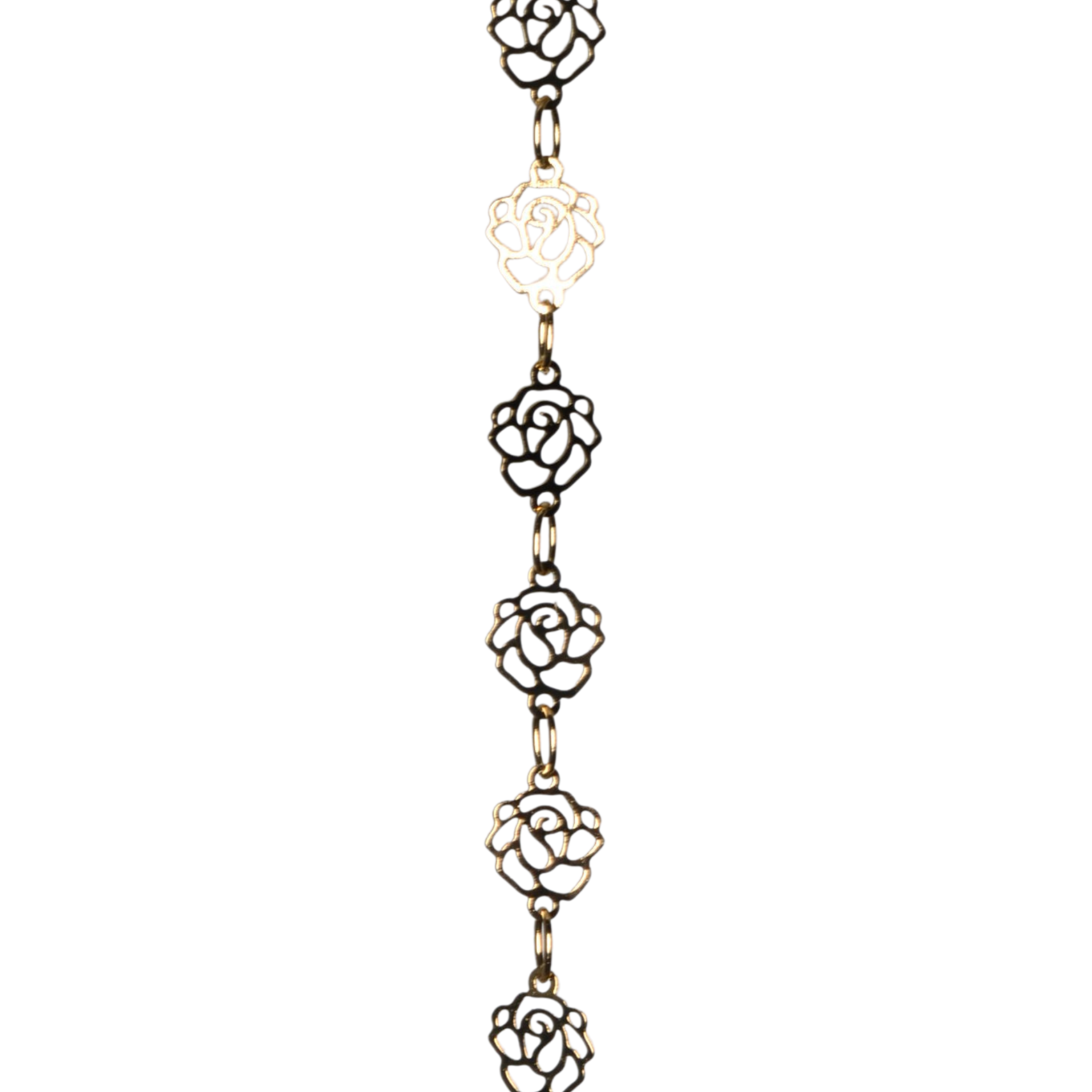 6.5mm Elegant Filigree Rose Chain - Made of Brass - Sold by the Foot - Ch-921