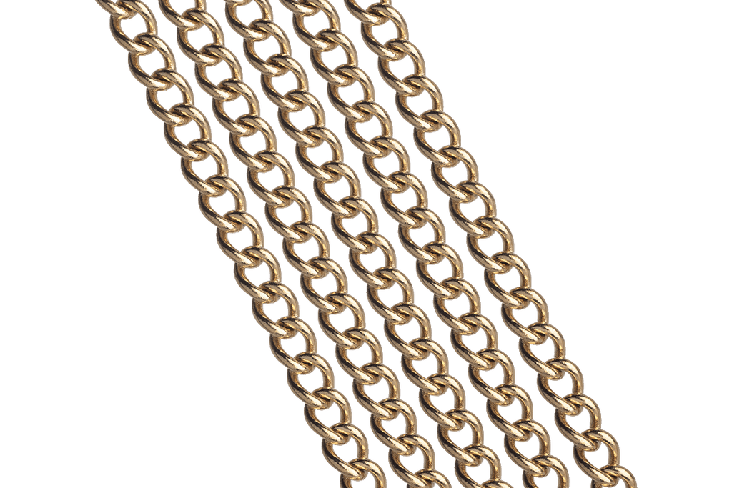 Curb Chain Non-Tarnish Gold 4mm x 3mm Stainless Steel Sold by the Foot