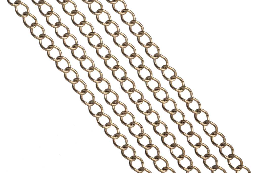 Curb Chain Size Small - Measures 3mm x 4mm - Available in Waterproof Gold - Sold by the Foot - CH 139SS/G