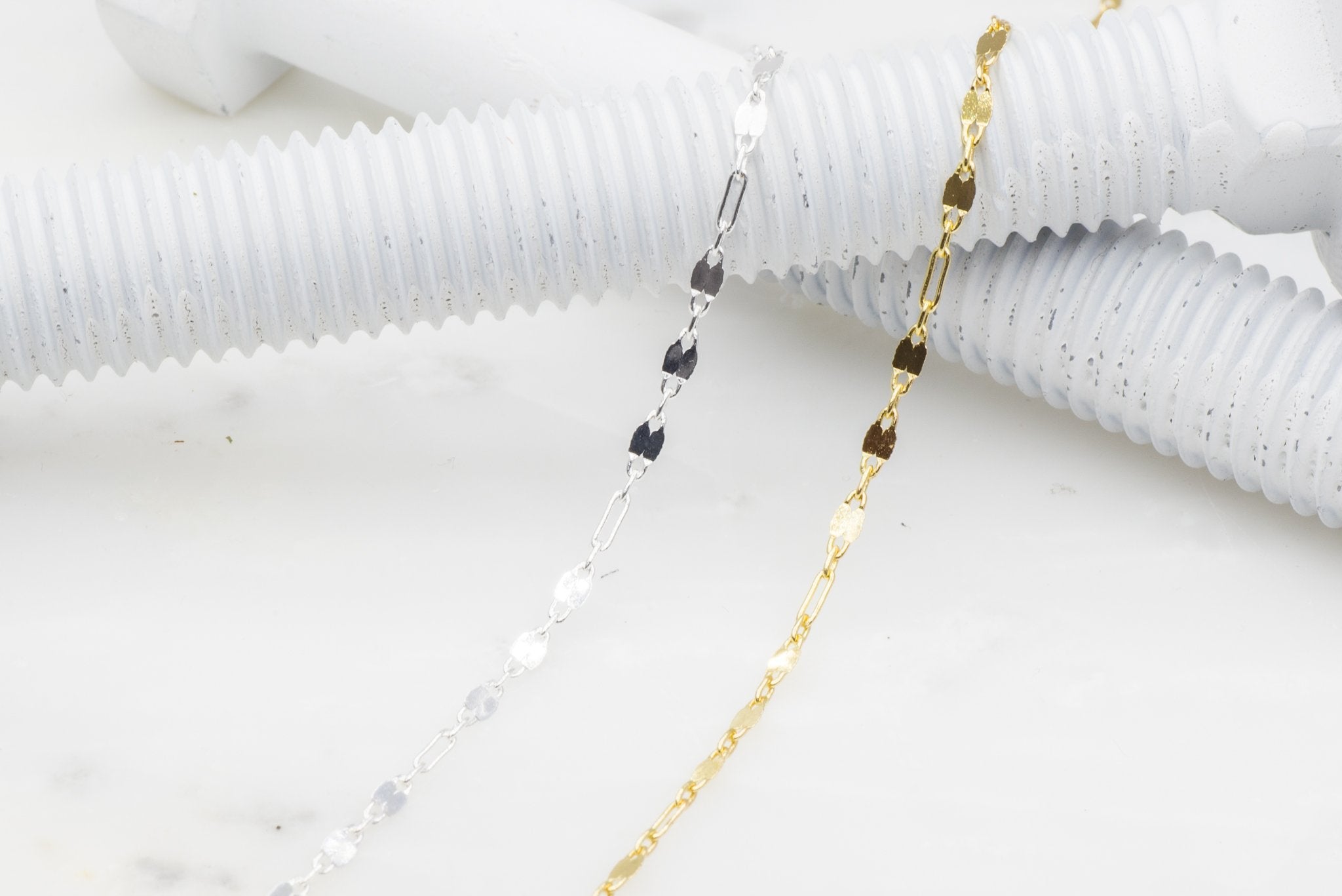 6mm Discs with 5mm Rectangle Linked Specialty Chain sold by the Foot available in Multiple Colors - CH 155