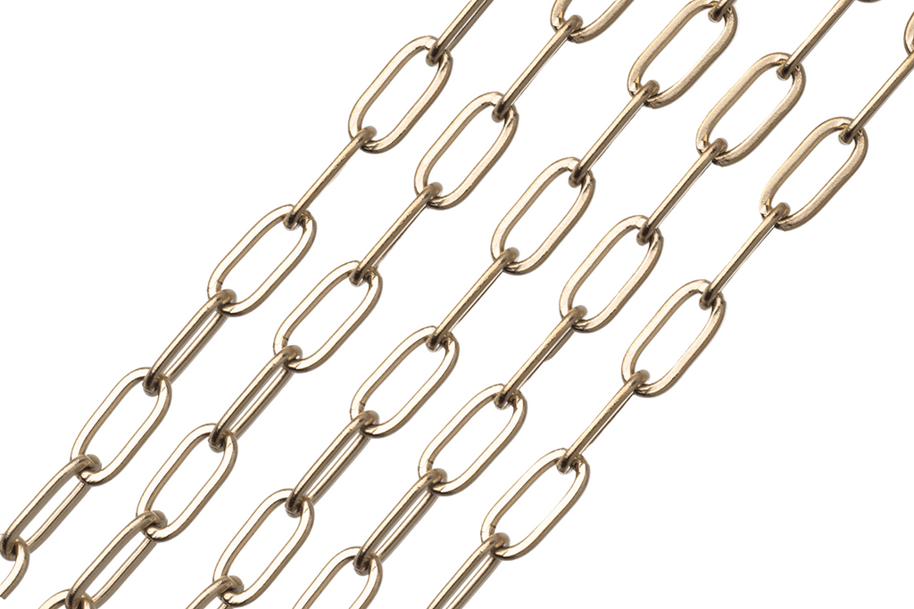 Paperclip Chain Small Size measures 3.3mm x 7.5mm available in Waterproof Gold made from Stainless Steel sold by the Foot - CH 160SS/G
